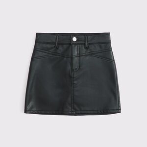 Abercrombie Kids Girls Black Vegan Leather Mini Skirt Sz 7/8